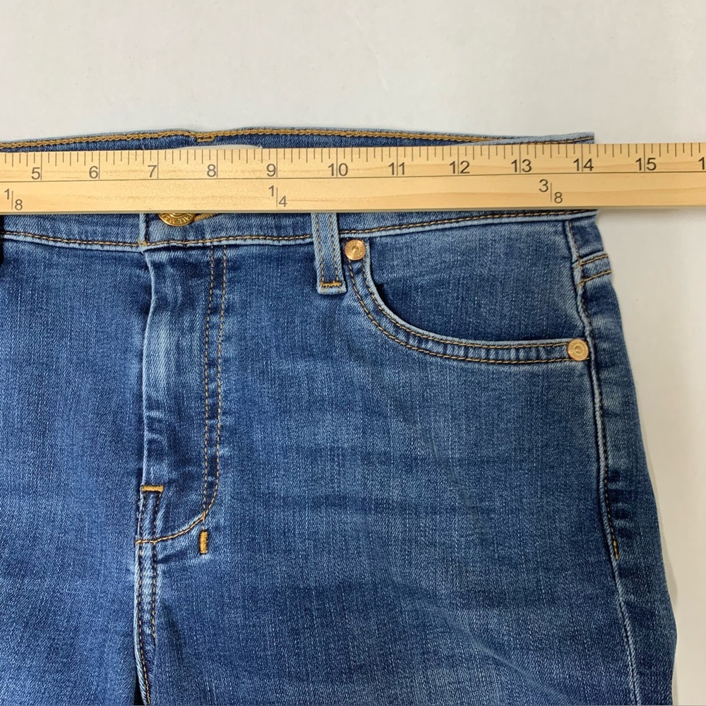 7 For All Mankind Dark Blue Flare Jeans with Contrast Pocket Detail - Picture 13 of 16